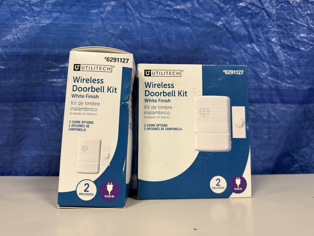 TWO PACK - Utilitech Wireless Doorbell Kit, (2) Melodies, Plug-In, #6291127