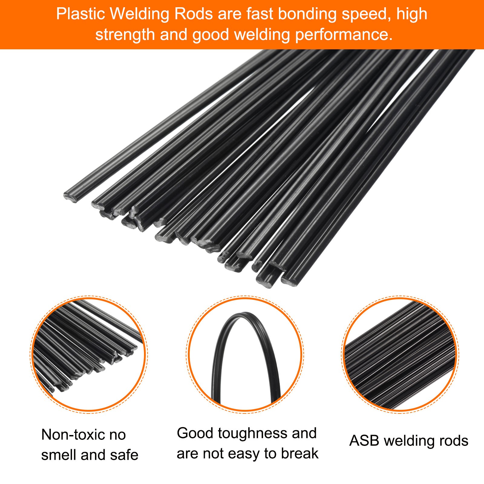 20Pcs 8" Plastic Welding Rods ABS Welding Strips for Plastic Welder Black