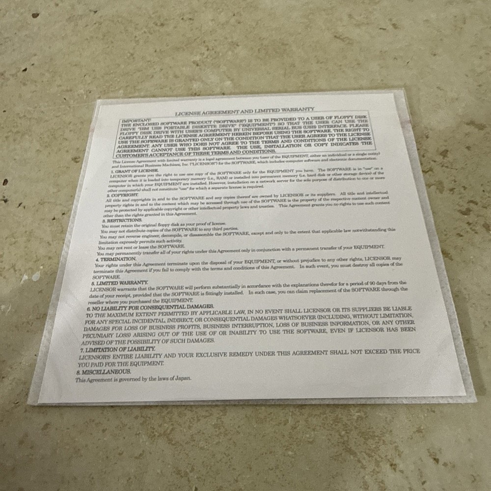 IBM USB Portable Diskette Driver Version 2.0 Windows 98 Vintage Software