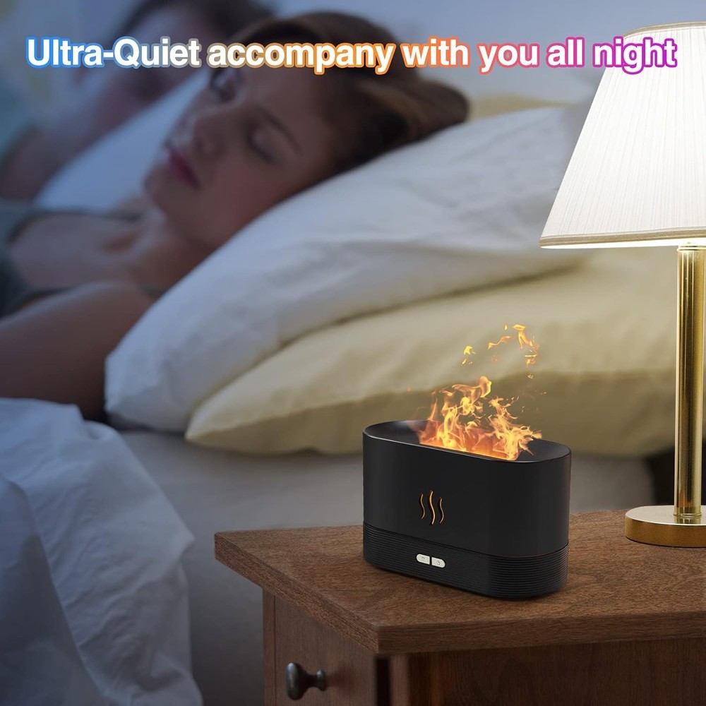 Essential Oil Diffuser, Fireplace Flame Oil Diffuser, Aroma Humidifier (Black)