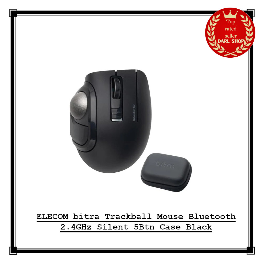 ELECOM bitra Trackball Mouse Bluetooth 2.4GHz Silent 5Btn Case Black