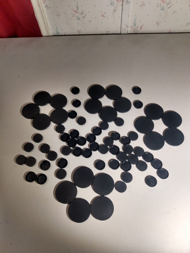 assorted plastic bases x49 small and x20 large bases