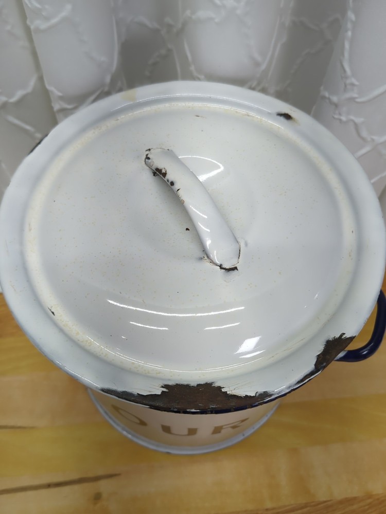 Enamelware Flour Pot