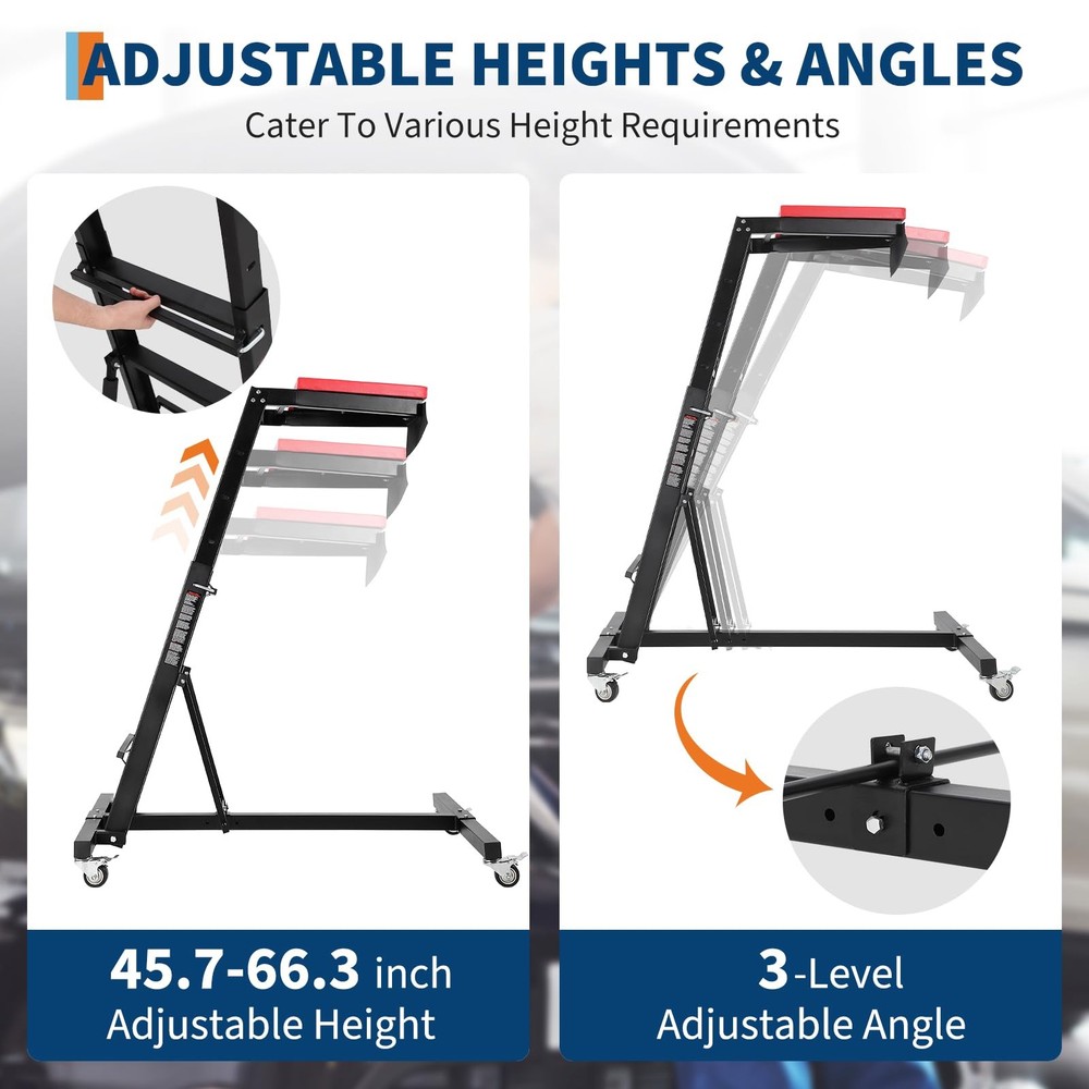 45 - 66 in Adjustable Height Foldable Automotive Engine Topside Rolling Creeper