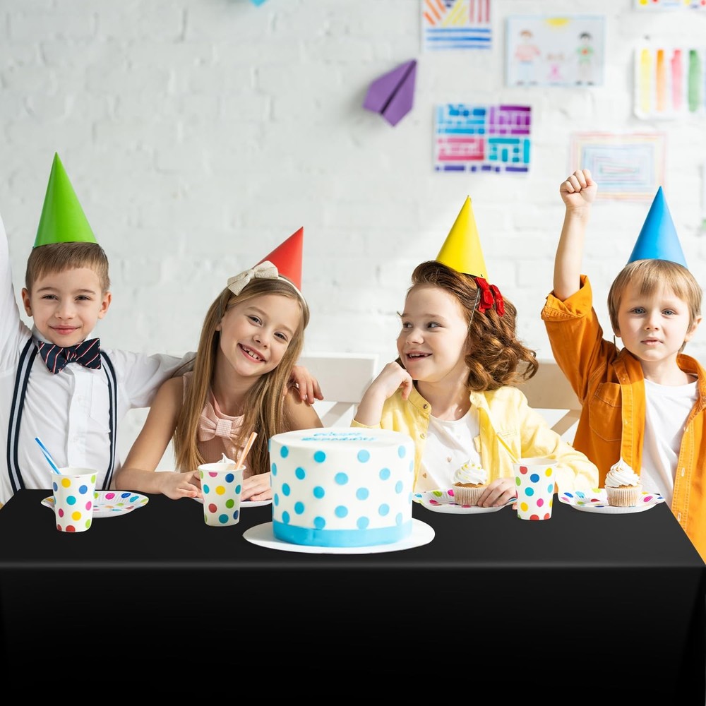 Black Disposable Plastic Table Cloth Roll 54" X 100', Plastic Table Cover wit...