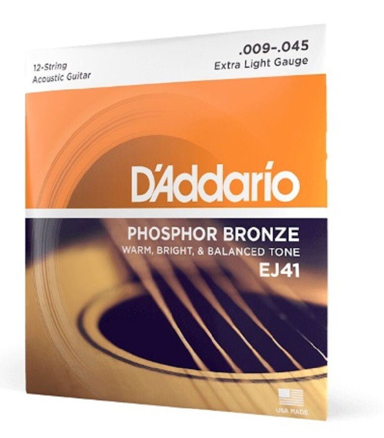 D'Addario EJ41 12-String Phosphor Bronze Acoustic Guitar String 9-45 Super Light