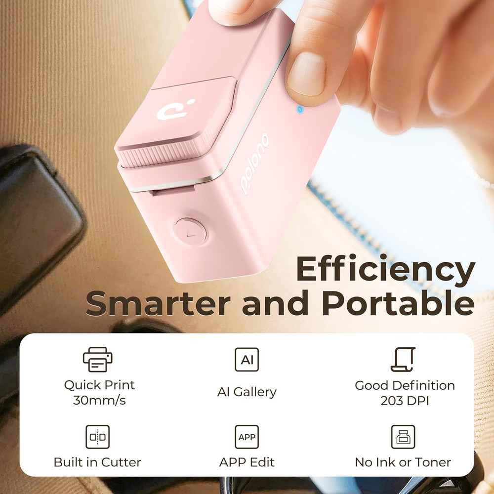 Polono P31S Label Maker Machine with Tape, Bluetooth Label Printer
