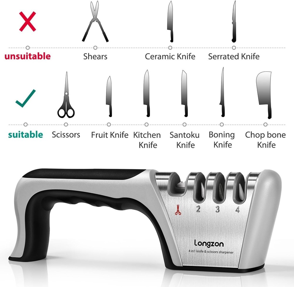 4-Stage Knife Sharpening System + Cut-Resistant Glove