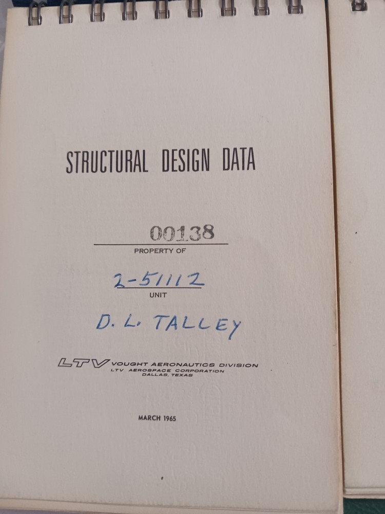 LTV/Vought Set 2 Structural Design Data Reference Pocket Manuals 1955 & 1965 VTG