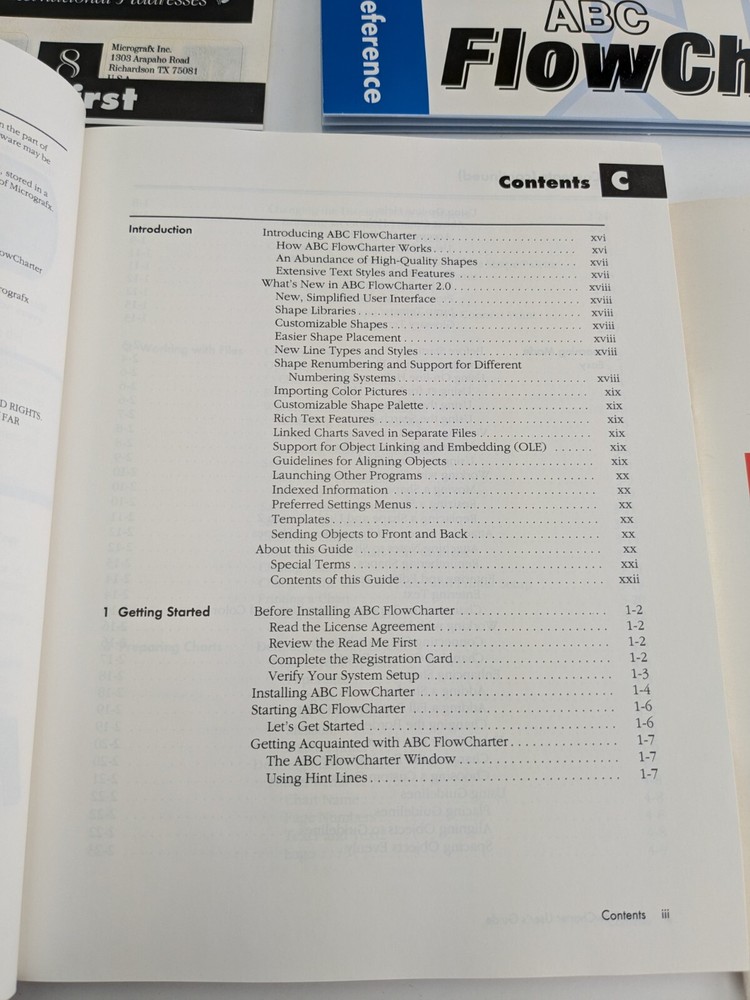 MicroGrafx ABC FlowCharter 2.0 Software 3.5 Disk For PC Windows BIG BOX VTG