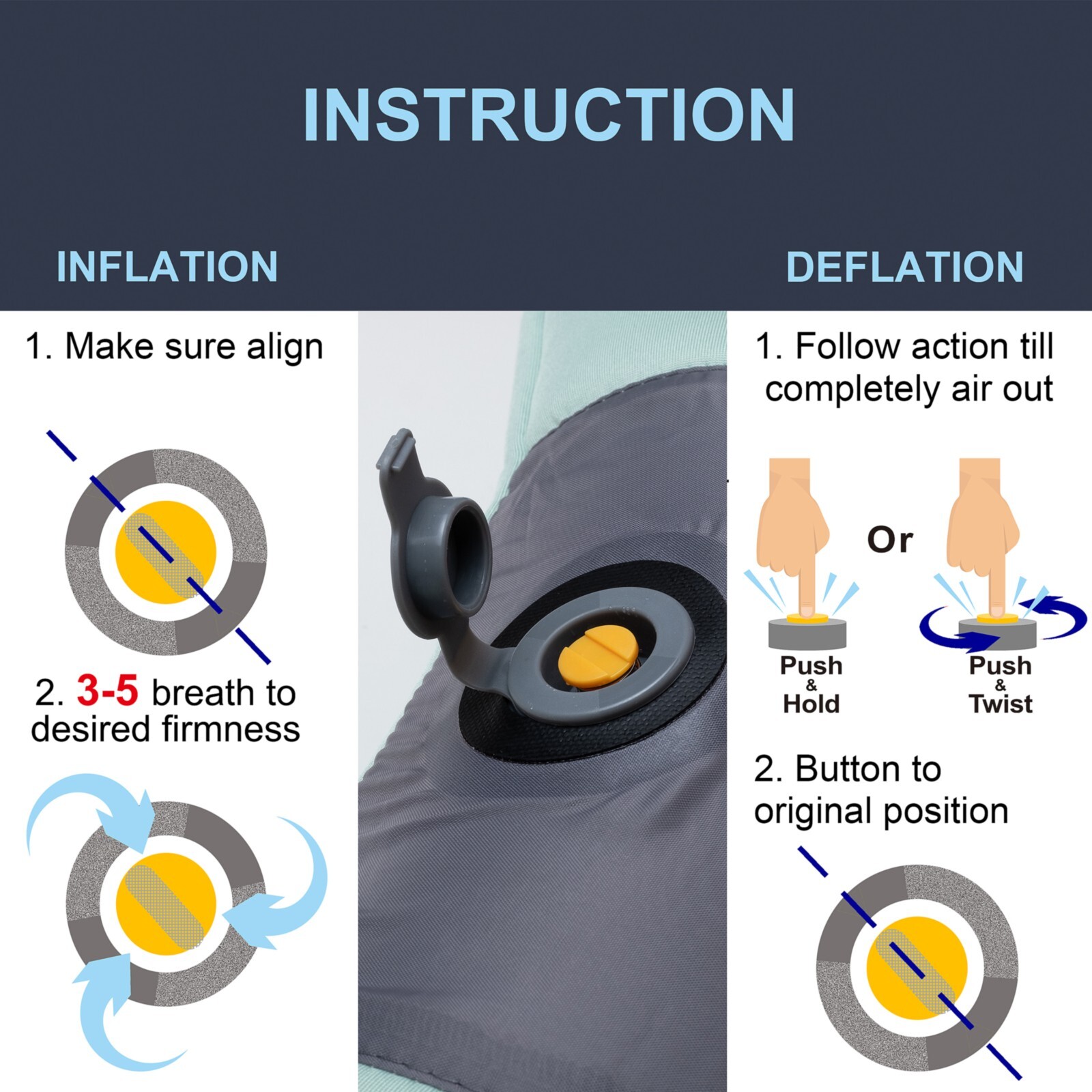 4 oz X-Foam Inflatable Camping Pillow ELuxe w. Removable Padded Cover Ultralight