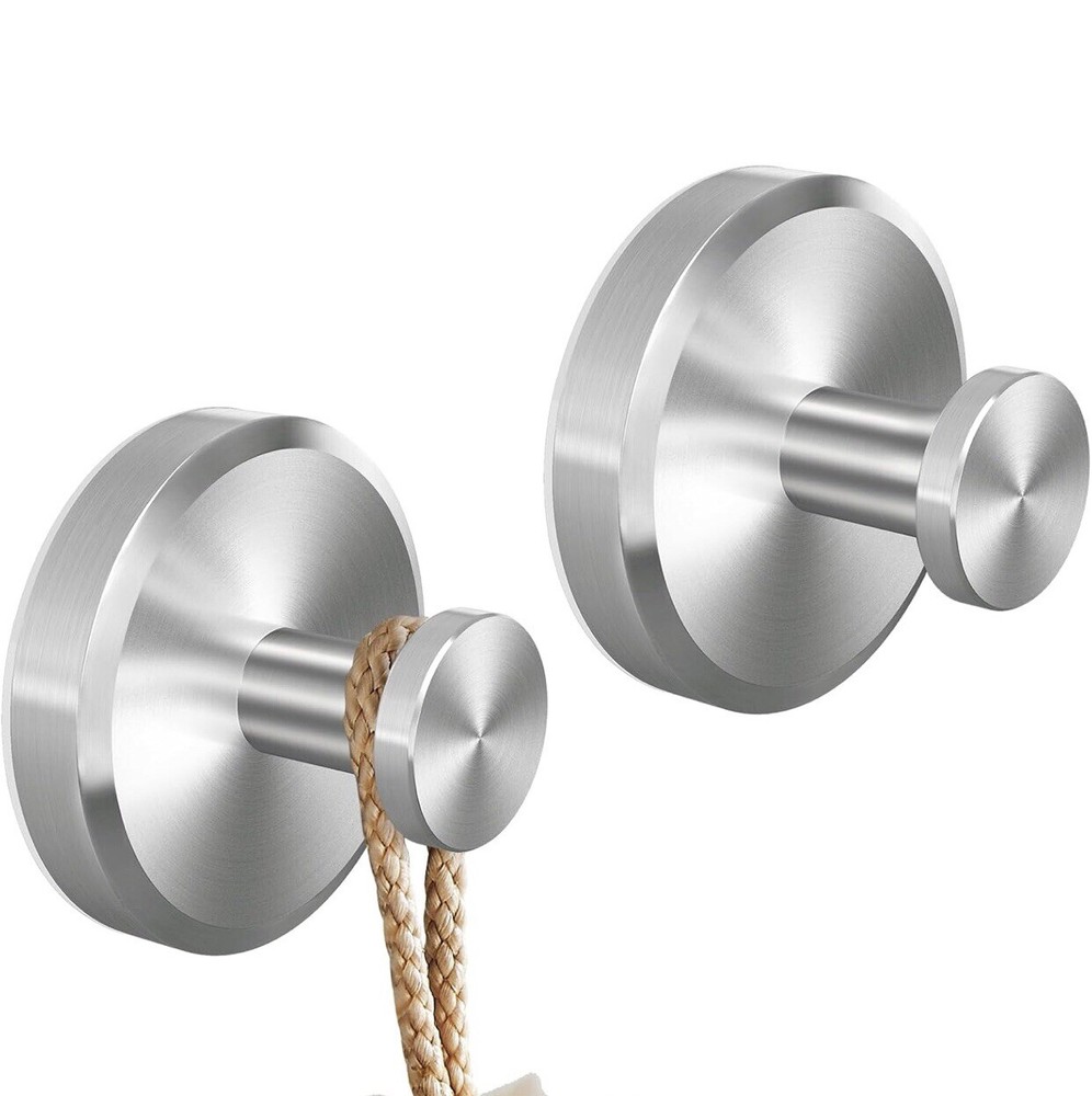 Suction Cup Hooks Brushed Nickel, 2 Pack