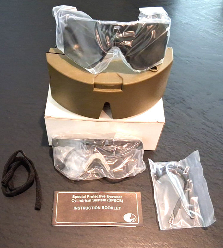 US Military SPECS ballistic protective eyewear kit with MSA case