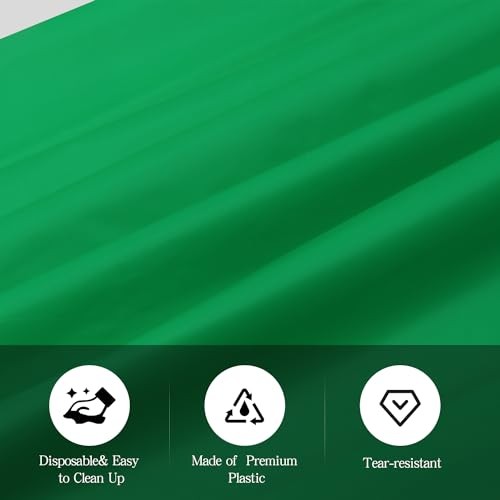 6 Pack Plastic Table Cloth 54" x 108", Disposable Tablecloths Rectangle Green