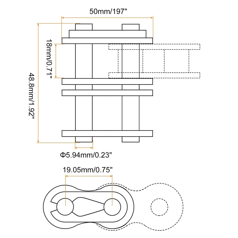 8PACK #60-2 Double Roller Chain Connecting Links 19.05mm Pitch Chain Master
