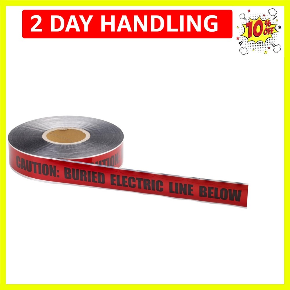 Underground Electric Line Detectable Marking Tape, 1000' Length x 2"" Width, Red