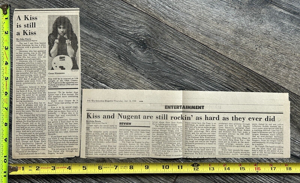 KISS Concert Clipping Crazy Nights Tour Ohio Center Jan 13 1988 Lot Vintage Kiss