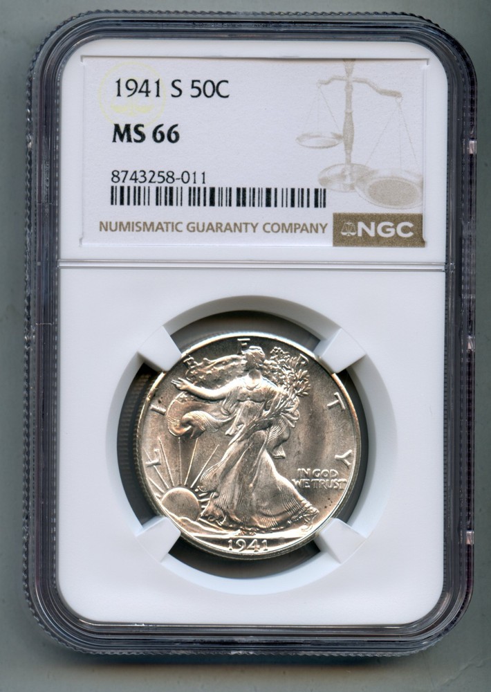 1941 S Walking Liberty Silver Half Dollar NGC MS 66