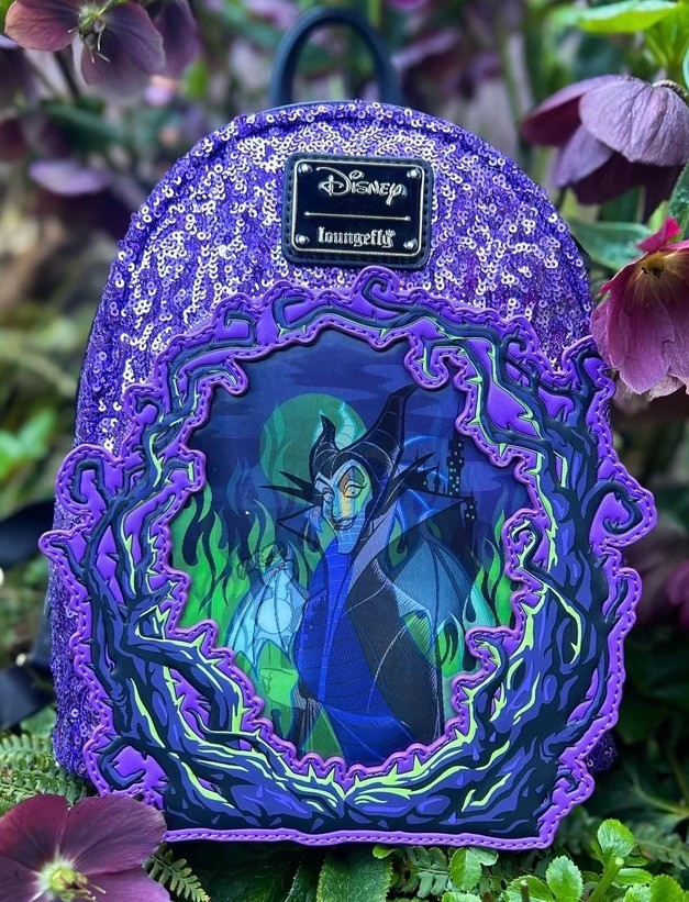Loungefly Disney Sleeping Beauty Maleficent Dragon Lenticular Sequin UK Backpack