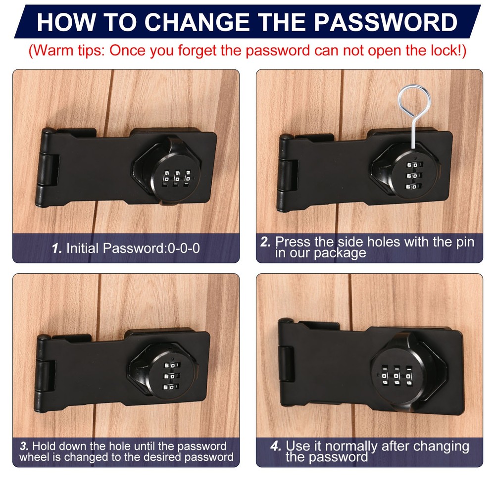 Password Lock Cabinet,Sled Lock Block for Small Doors,Bathroom (Black)