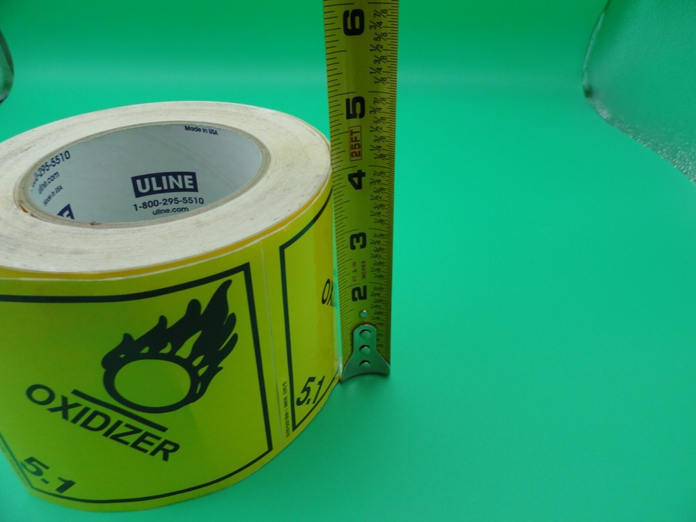 ULINE OXIDIZER 5.1 STICKER ROLL 4"x4"