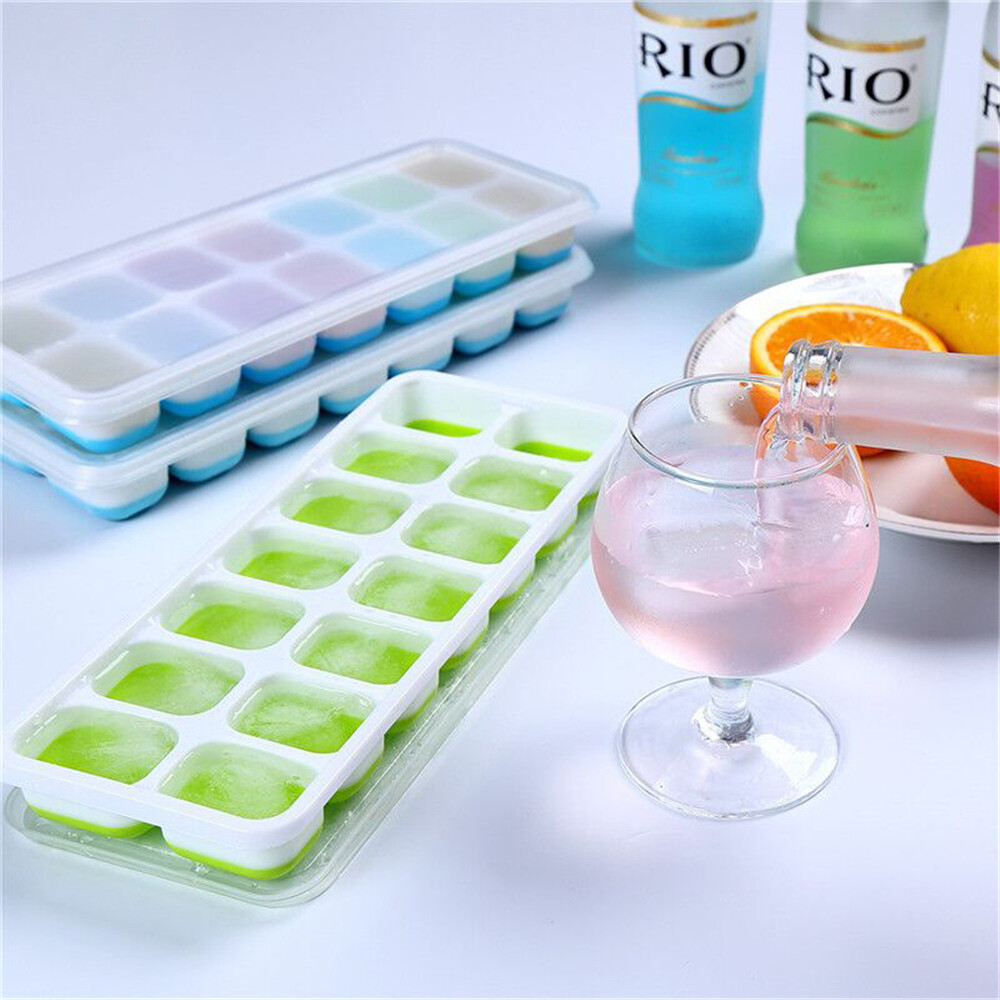 Ice Cube Tray with Lid, 4 Pack Durable Stackable Ice Cube Trays for Freezer with
