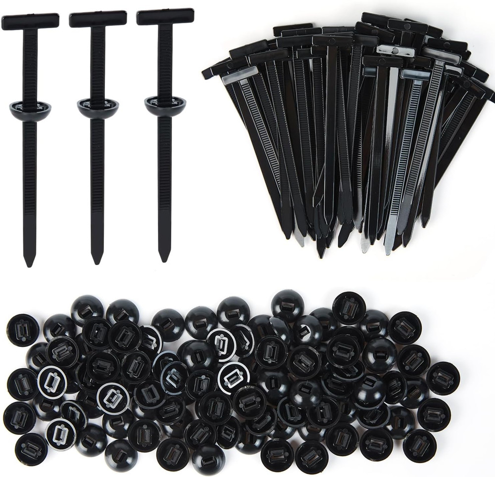 100 Pack T-Shaped Zip Ties,Heavy Duty UV Resistant Nylon Cable Tie Fasteners for