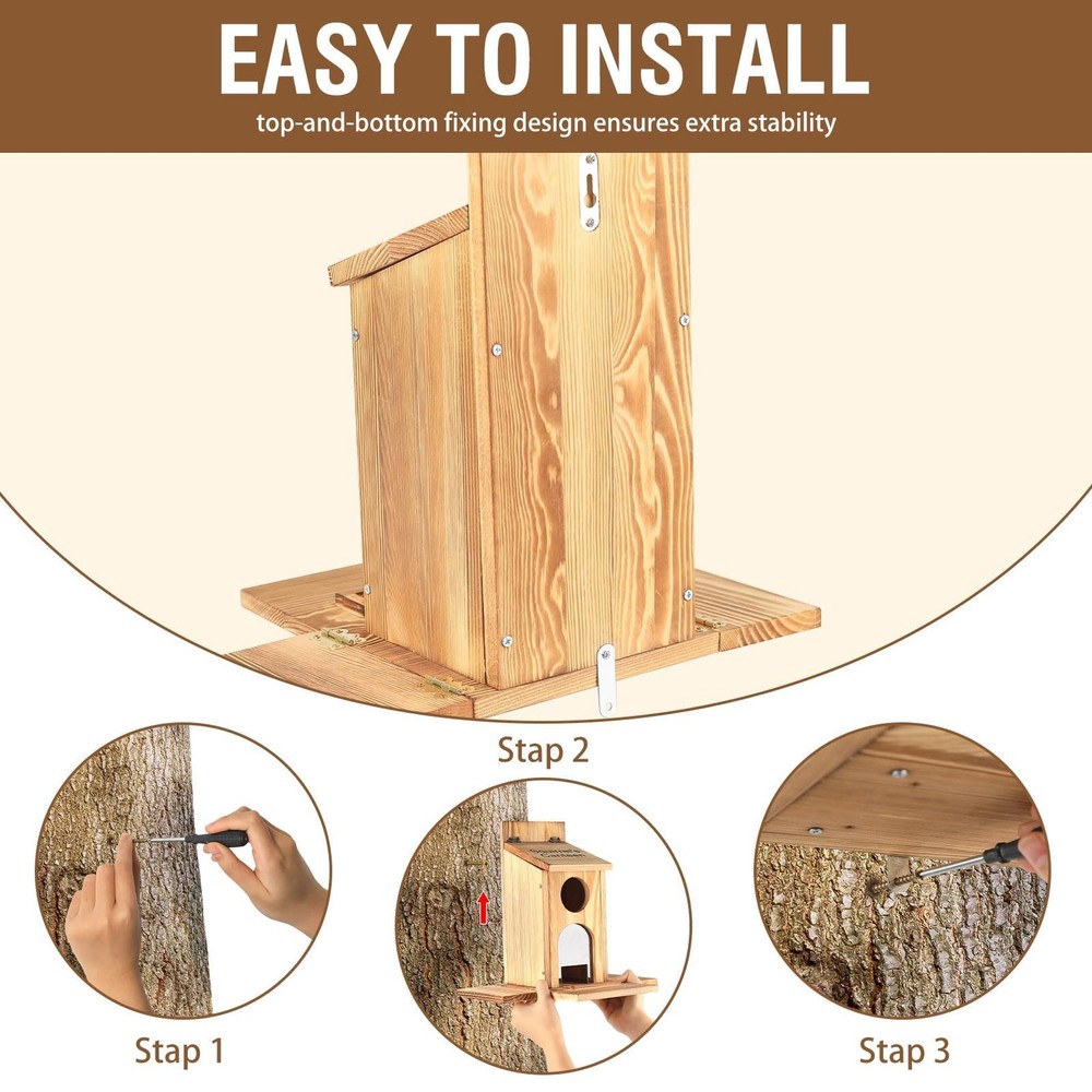 Squirrel Feeder With Standing Panel Wooden Nut Bar For Outside Chipmunk Box