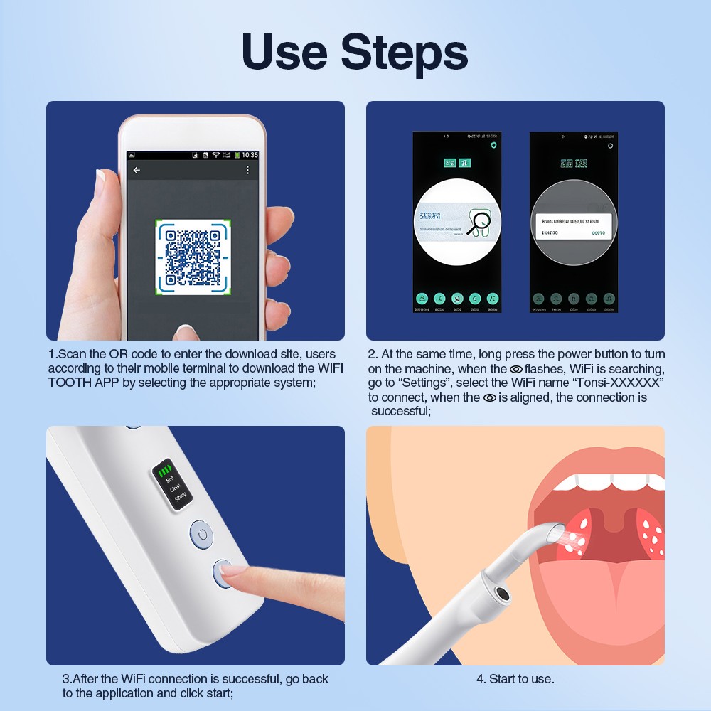 Visible Tonsil Stone Remover with 300K HD Camera Electronic Tonsil Cleaner Kit