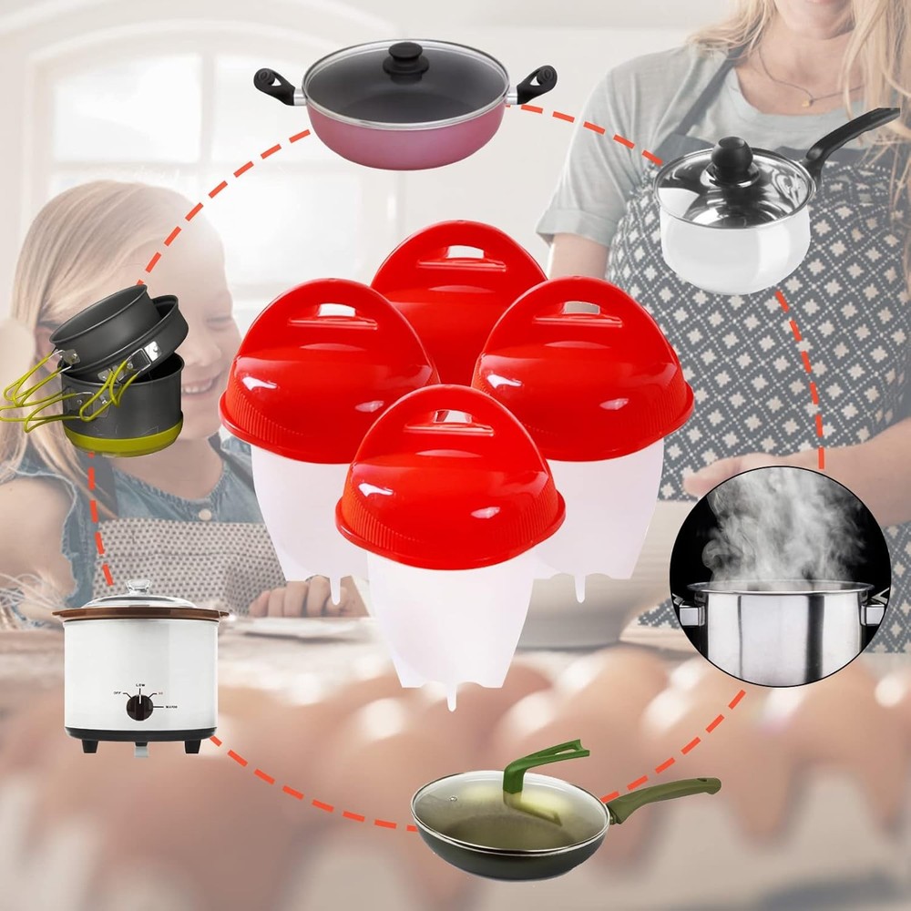 Silicone Non-stick Egg Boiler, No Shell Egg Cook Cups, Fast Poaching