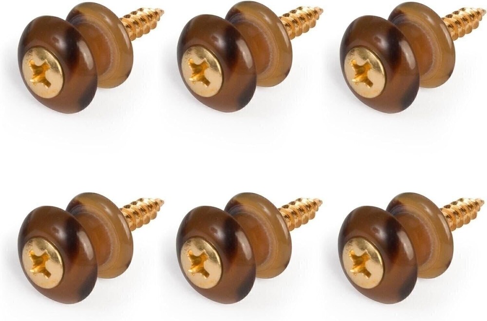 Waverly Guitar Strap Button, Dark Tortoise Button, Gold Screw - 6 Pack