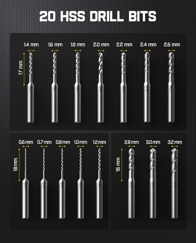 K2 Nano Power Drill, Mini Precision Drill, Hand Drill, 20 Drill Bits, 800mAh