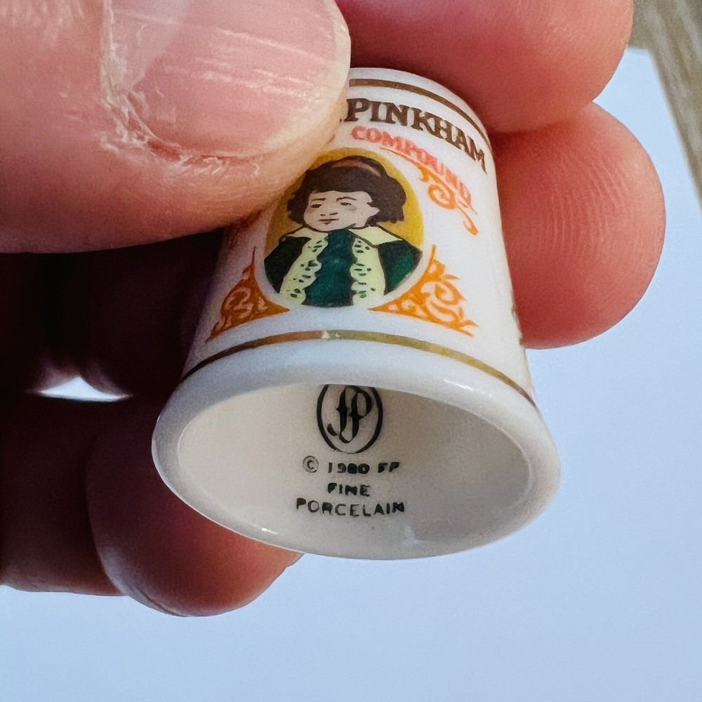 Vintage Advertising Thimble 1980 Lydia E. Pinkham Vegetable Compound
