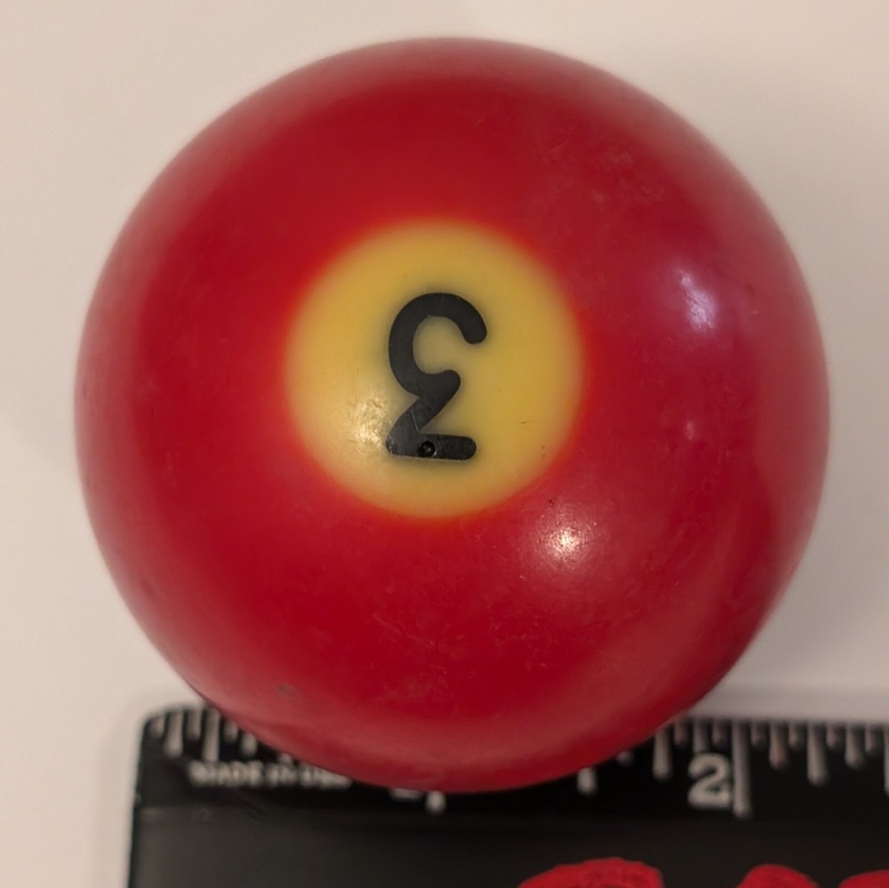Vintage Solid Red Pool Ball #3 - Black Number - Unbranded Billiard Replacement