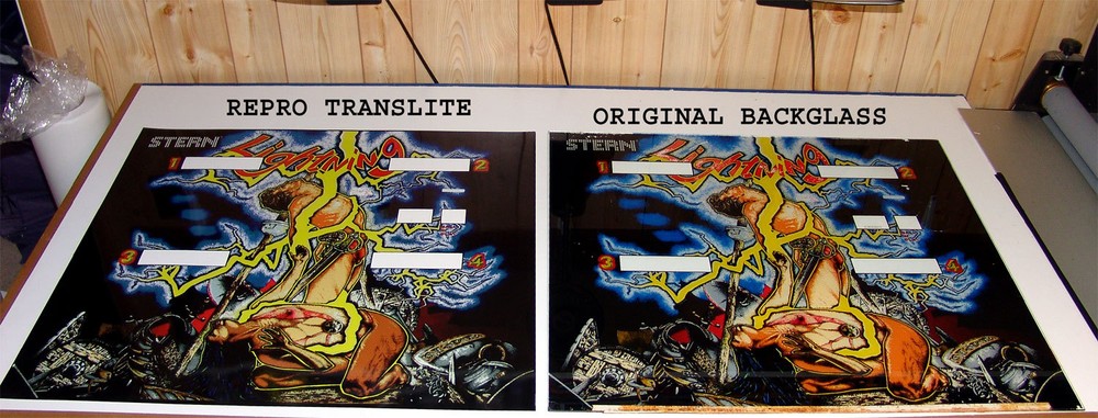 STERN LIGHTNING Pinball Machine Backglass Translite 5 Layer Hidden TEXT