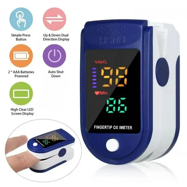 Finger Pulse Oximeter Blood Oxygen Sensor, SpO2, Monitor Heart Rate & More!-NEW!