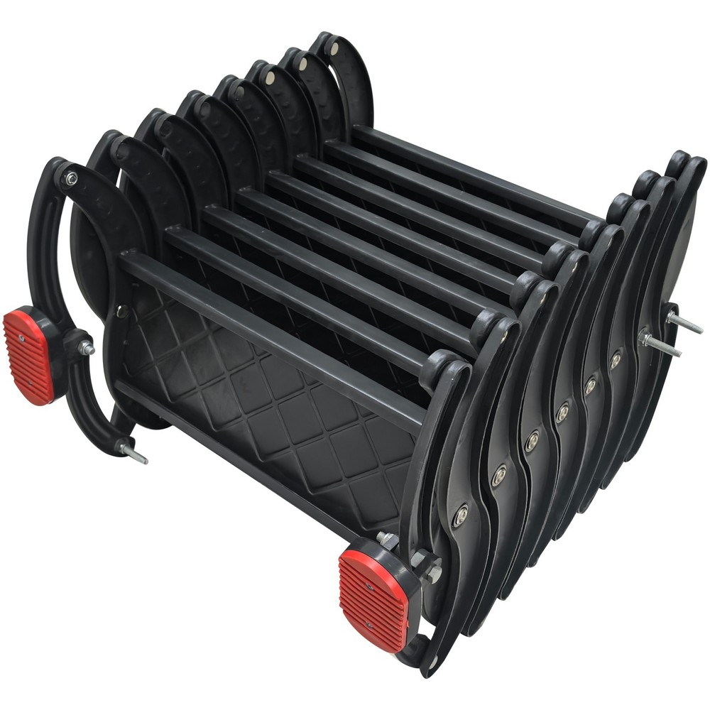 6.73ft 8-Step Wall-Mounted Folding Stair440Lbs Black Pull Down Telescopic Ladder