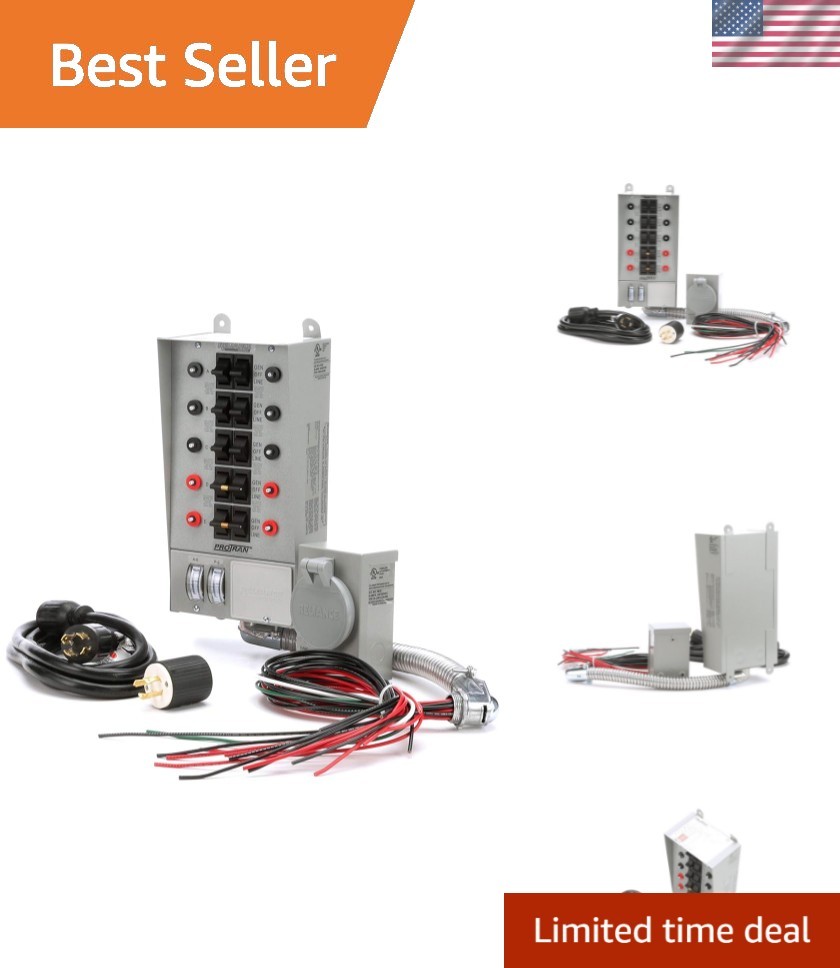 Gray 10-Circuit 30 Amp Generator Transfer Switch Kit - Complete Installation Set
