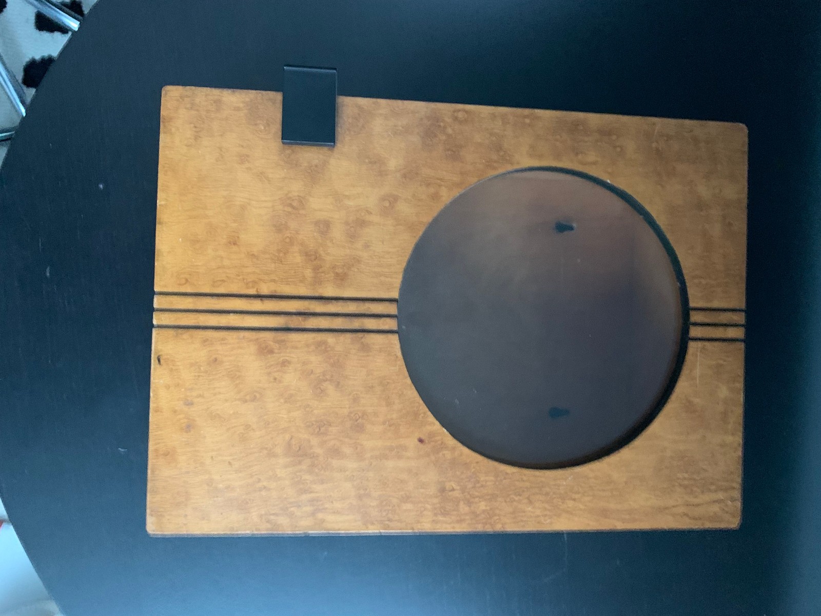 1930s Art Deco Barber Shop Cabinet Circle Glass Birdseye Maple Burton Chicago