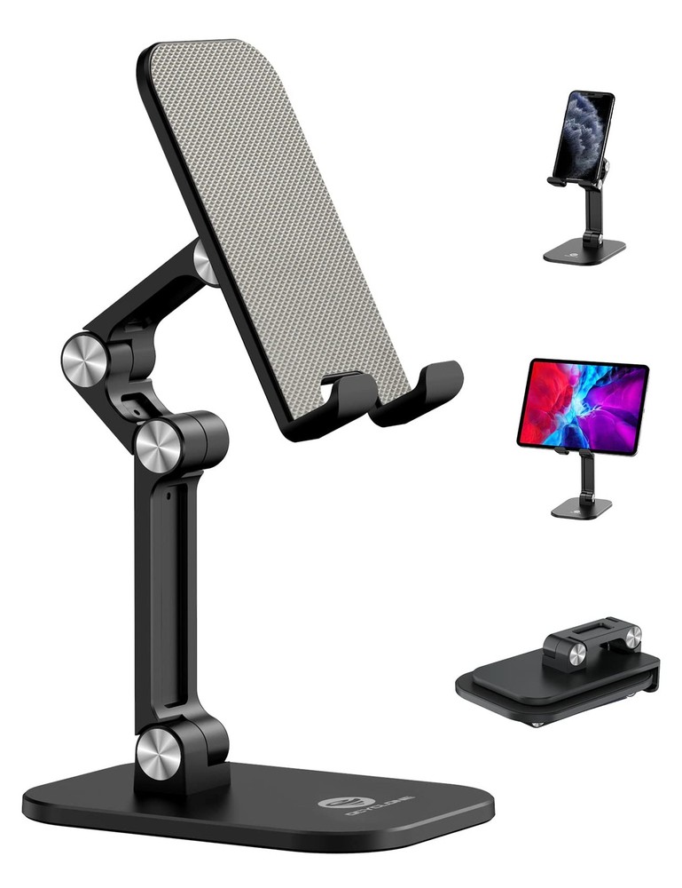 OCYCLONE Phone Stand, Adjustable Height and Angle Foldable Cell Black