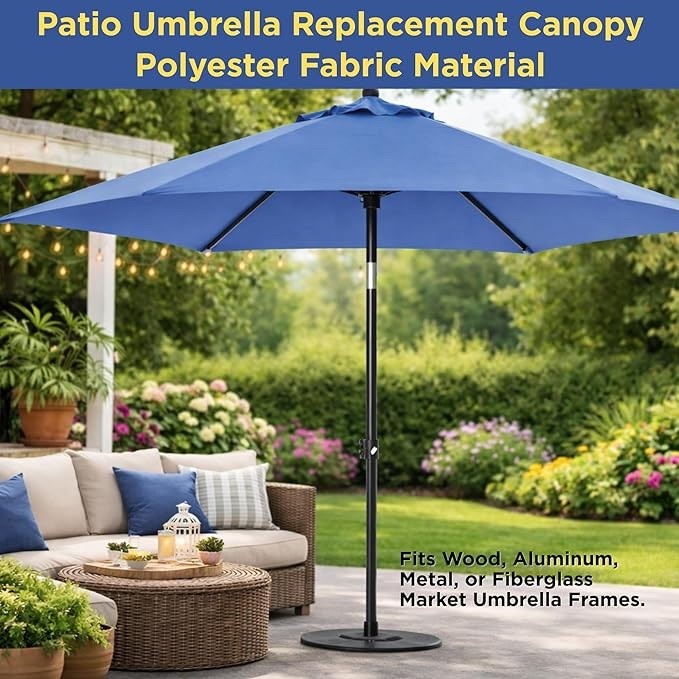 9ft Patio Umbrella Replacement Canopy top cover 6 ribs Waterproof UV