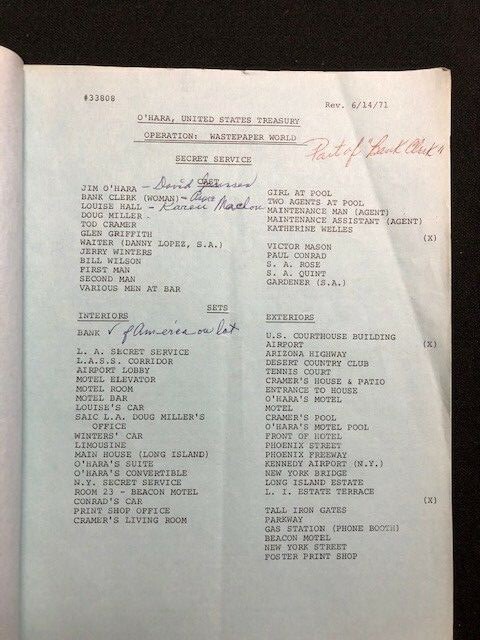 OHARA United States TREASURY TV SCRIPT