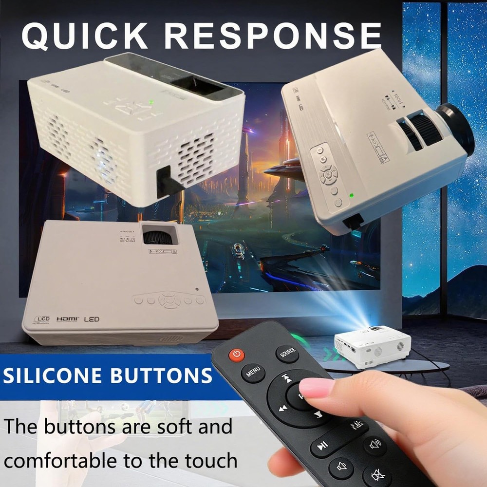 KhotIlong Replacement Remote for Mini Projector,Compatible with TMY...