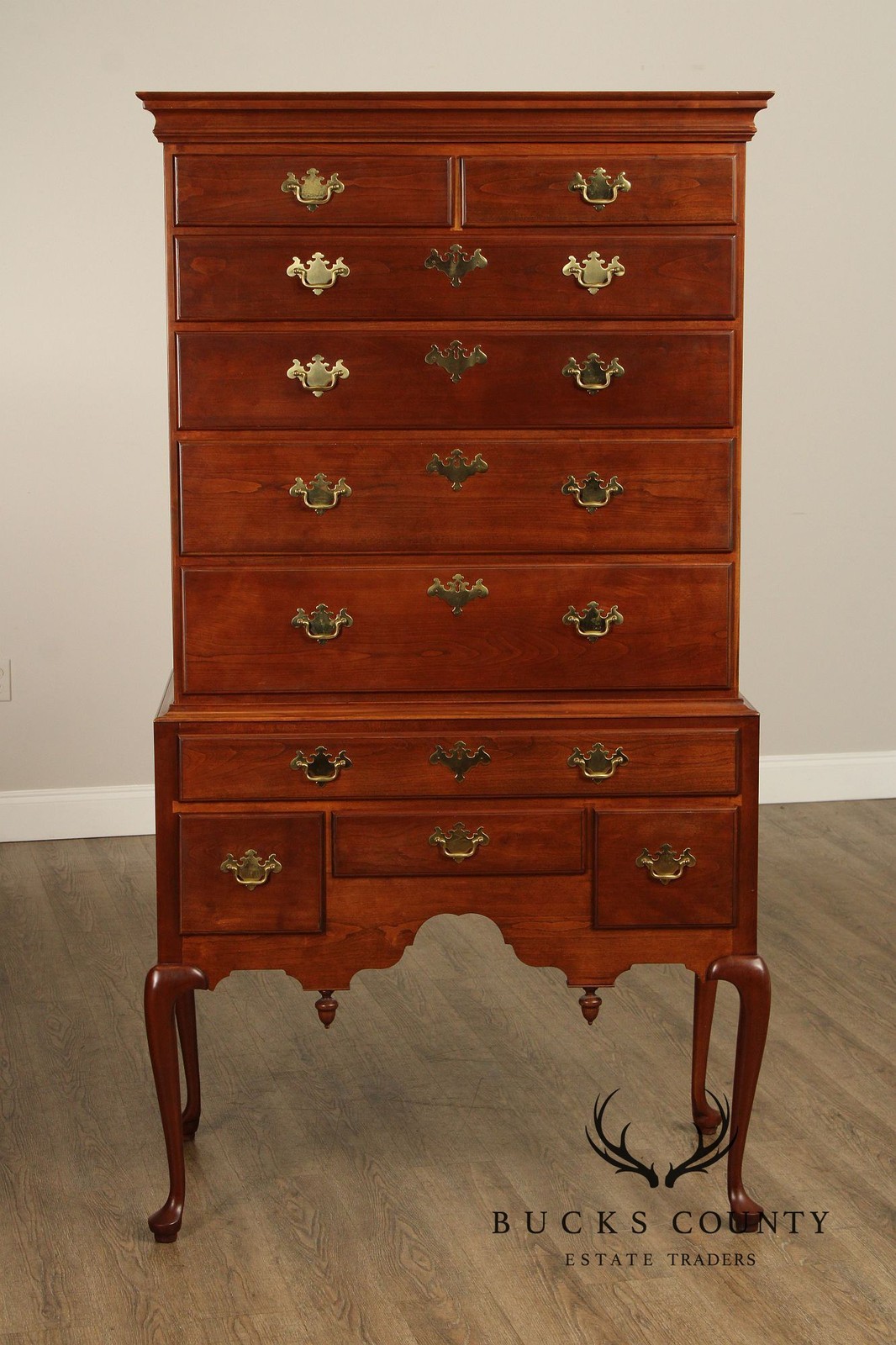 Custom Crafted Queen Anne Style Cherry Highboy Chest