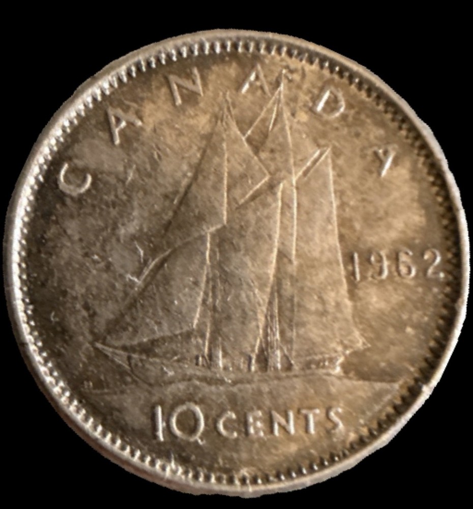 1962 Canada 10 Cents Silver Coin