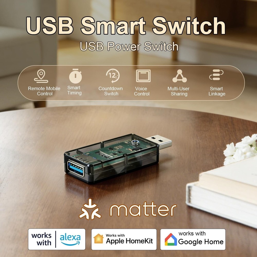 Smart USB Plug/Switch Compatible with Alexa, Siri, Google