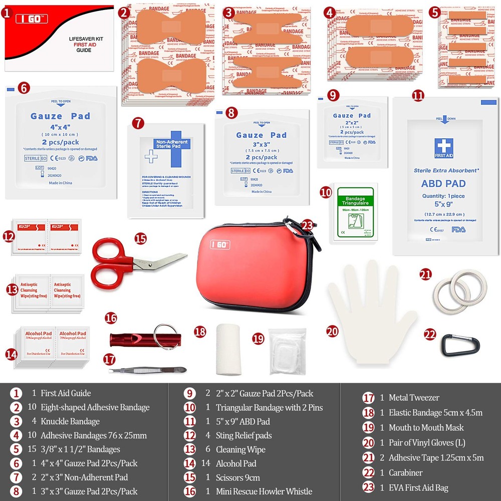 85 Pieces Hard Shell Mini Compact First Aid Kit, Small Personal Emergency Sur...