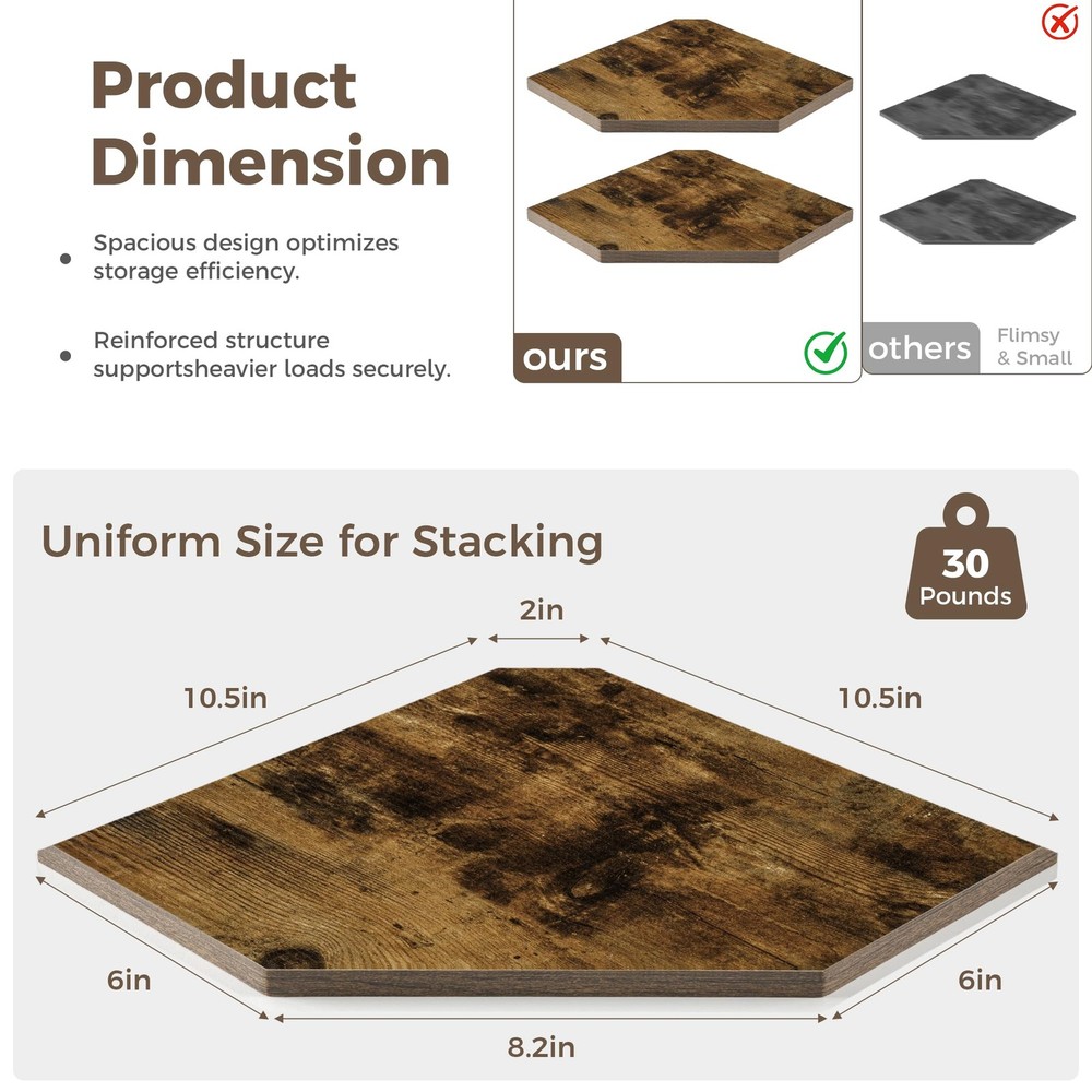 Corner Shelves 4-Pack for Bathroom & Kitchen, Space-Saving Floating Corner Wa...