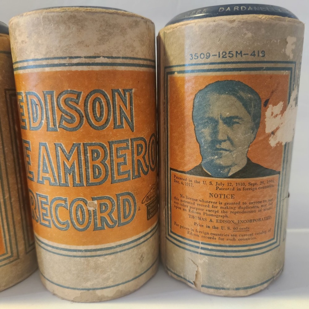 4 Edison Blue Cylinder Record Untested