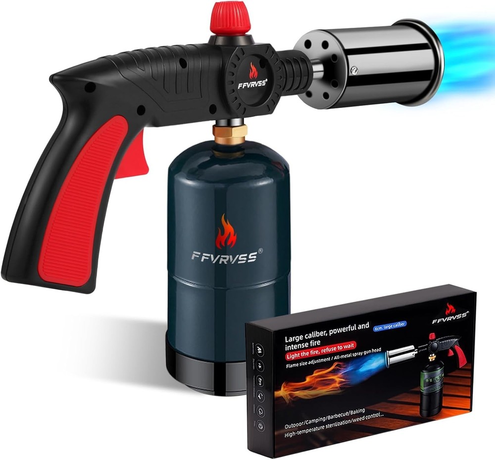Powerful Adjustable Propane Torch for BBQ, Sous Vide & Welding - Safety Shield